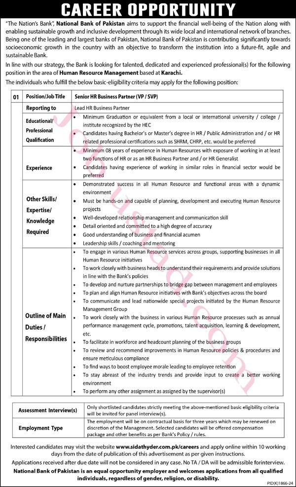 New Govt Jobs National Bank Of Pakistan In Karachi 2024 New Govt Jobs National Bank Of Pakistan In Karachi 2024